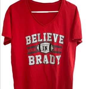 Ladies Believe in Brady Football Tampa Bay Sports Fan Wear T-Shirt Tee Size M